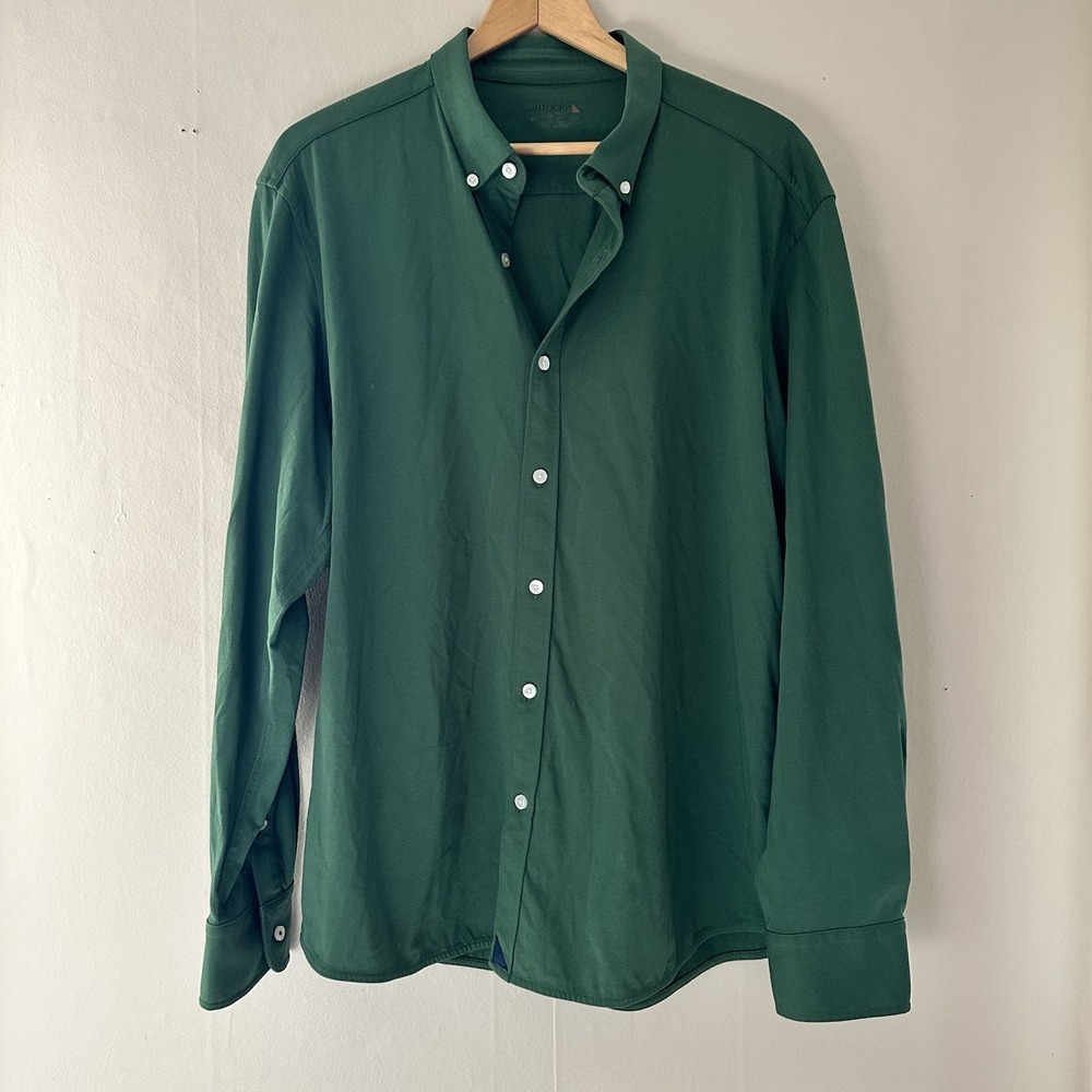UNTUCKit Mens Huber Slim Fit Button Down Dress Shirt Size XL Green Performance